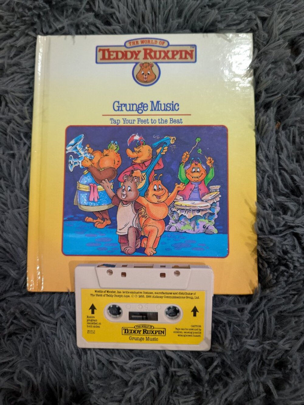 1985 Vintage Teddy Ruxpin Book & Cassette Tape Grunge Music Worlds of Wonder